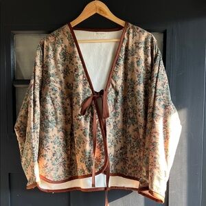 Handmade tie front lightweight sewn coat jacket